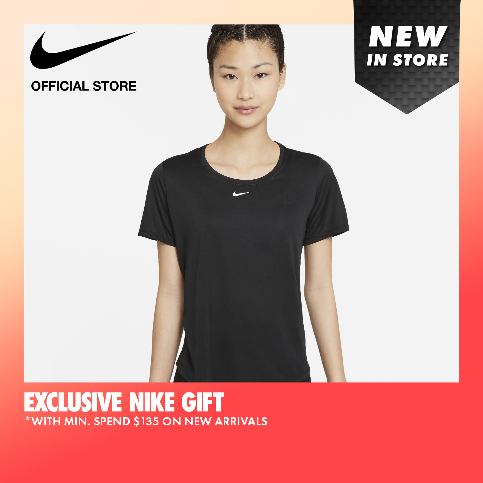 Nike Women&#x27;s Dri-FIT One  Standard Fit Short-Sleeve Top - Black|,|