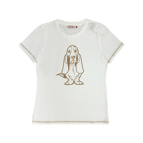 HUSH PUPPIES LADIES FAMILY ROUND NECK TEE | #HLT119940 PEA/WHT|,|