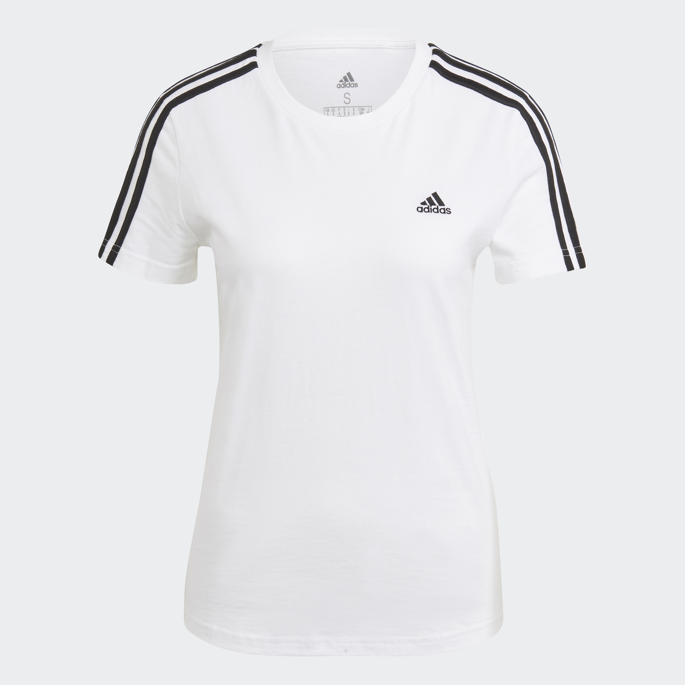 adidas Lifestyle Essentials Slim 3-Stripes Tee Women White GL0783|,|