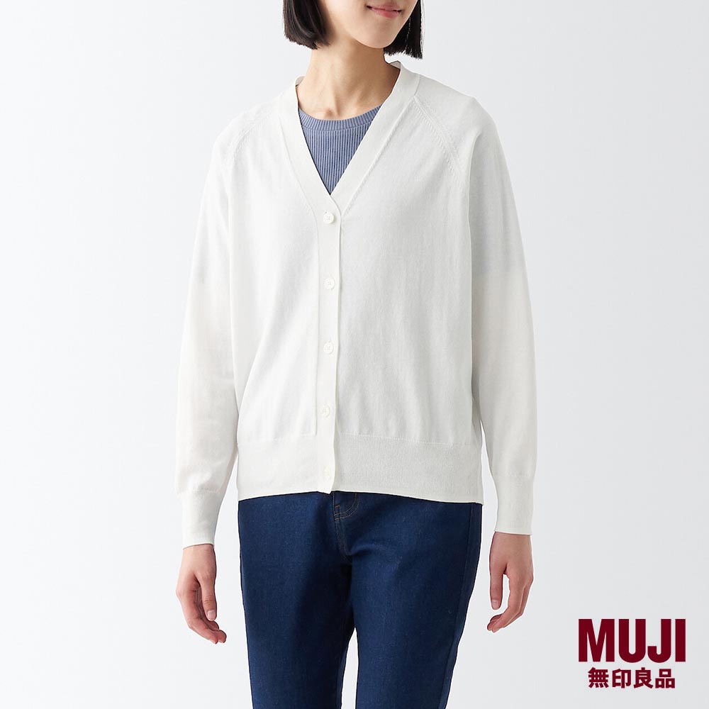 MUJI Ladies UV Protection Strong Twisted Wide V Neck Cardigan|,|