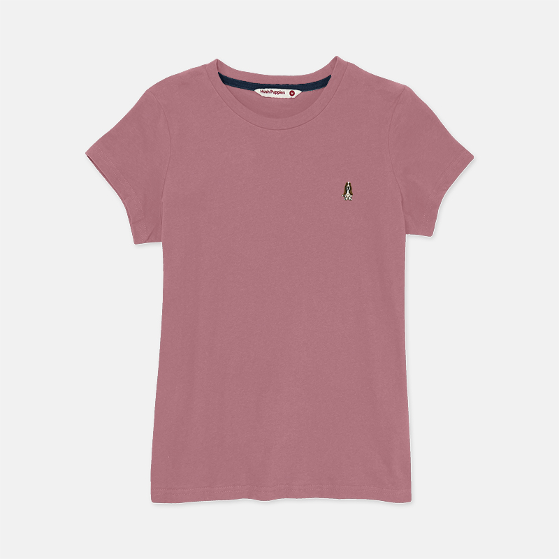 HUSH PUPPIES LADIES&#x27; ROUND NECK BASIC TEE WITH EMBROIDERY | COTTON MIXED | HLT308654|,|