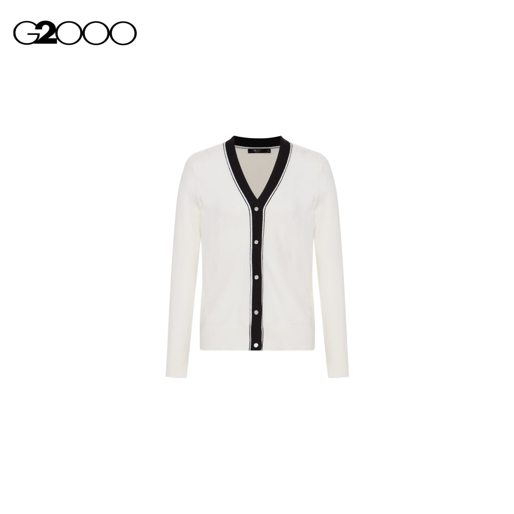 G2000 Vera V Neck Contrast Trim Cardigan|,|