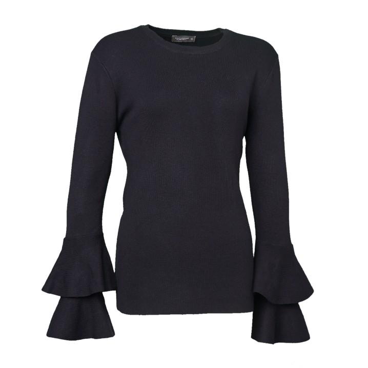 Universal Traveller Women Trumpet Ruffle Sleeves Knitted Sweater - KSW8111|,|