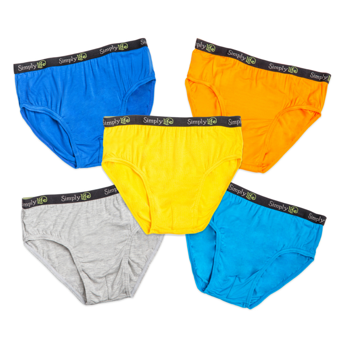 Simply Life - Bamboo - Boys Bamboo Briefs with Jacquard Elastic Band (5-Pack Set)|,|