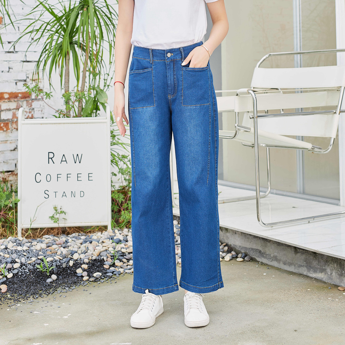 Eyouth 10118 women jeans high waist wide leg loose ladies long denim pants|,|