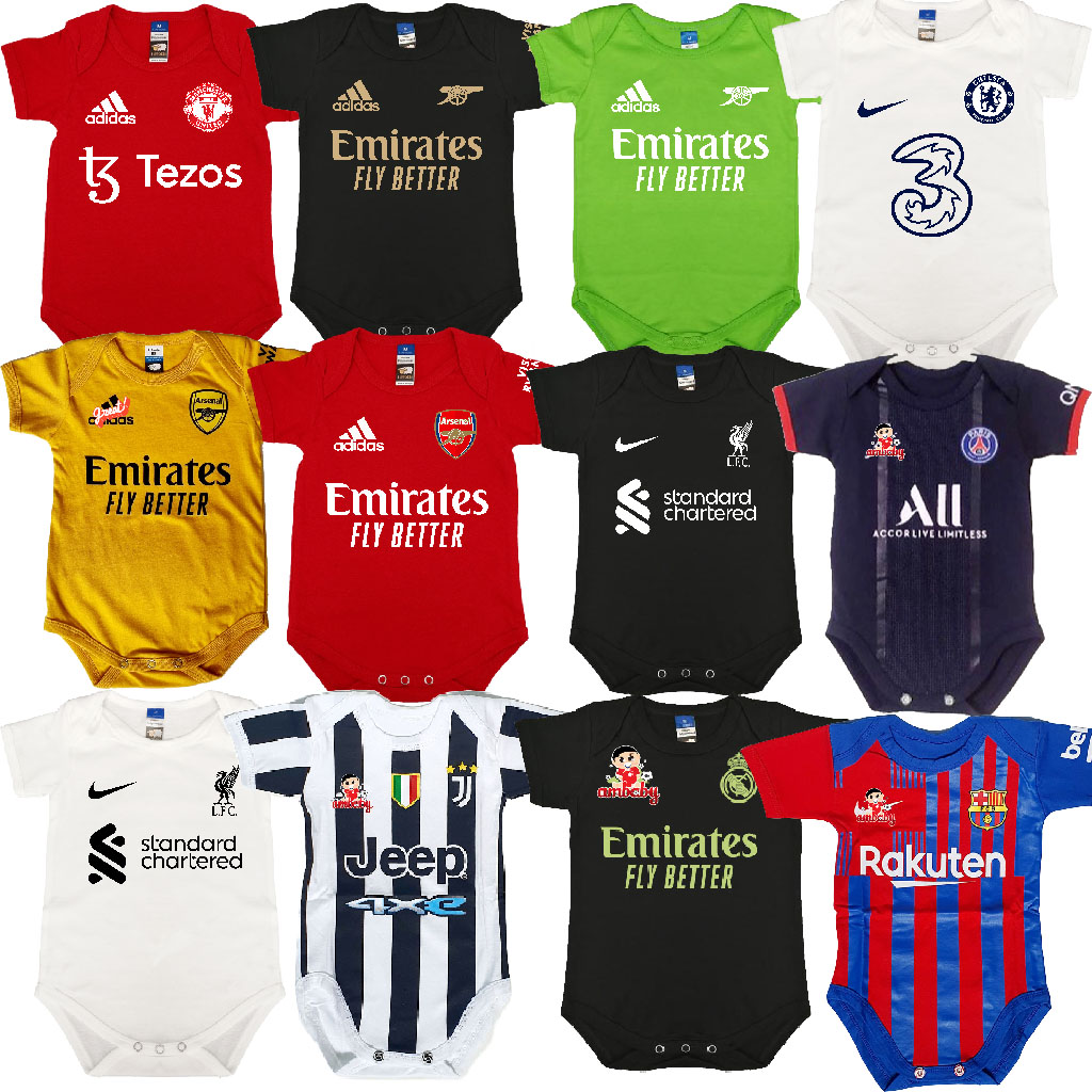 [SG Ready Stock] Past Season 21/22 &amp; 22/23 Soccer Football Club Design Baby Romper | PSG MU Arsenal Paris Saint Germany Al Nassr Ronaldo CR7 Barcelona Juventus and more!|,|