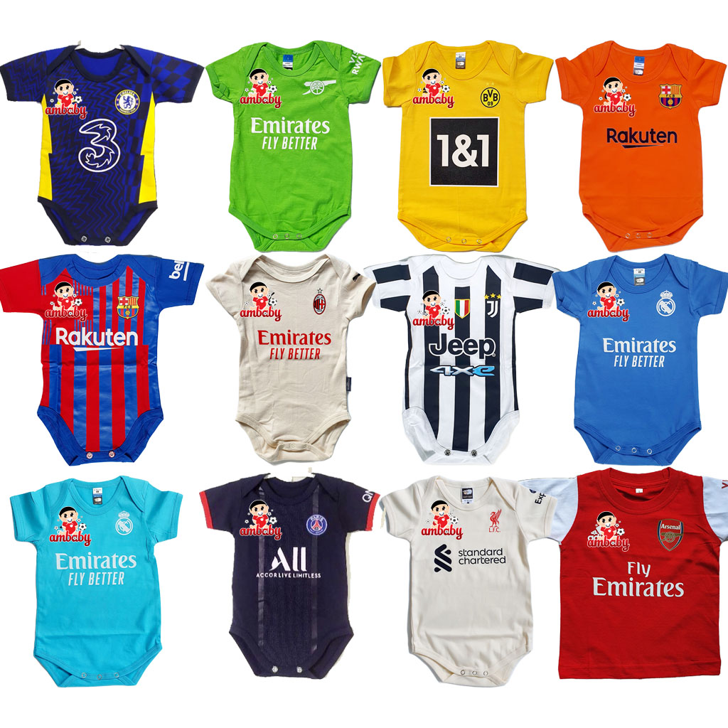 [SG Ready Stock] Past Season 21/22 &amp; 22/23 Soccer Football Club Design Baby Romper | Argentina England Liverpool LFC Tottenham Newcastle United Mancity and more!|,|