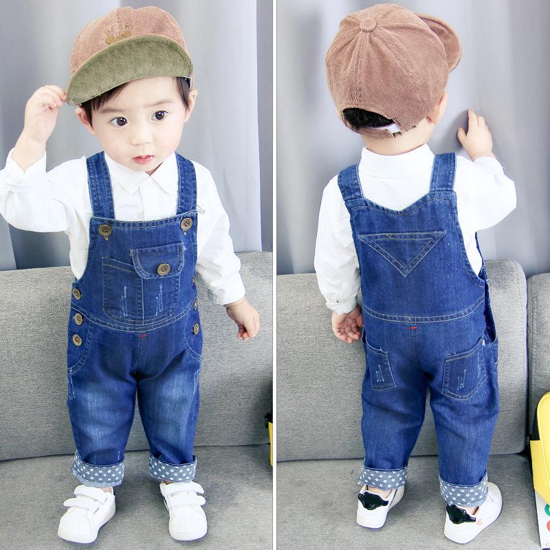 DIIMUU Boys Jeans Trousers Long Pants Solid Toddler Kids Baby Boy Clothing Overalls Elastic Waist Clothes Infant Children Clothes|,|