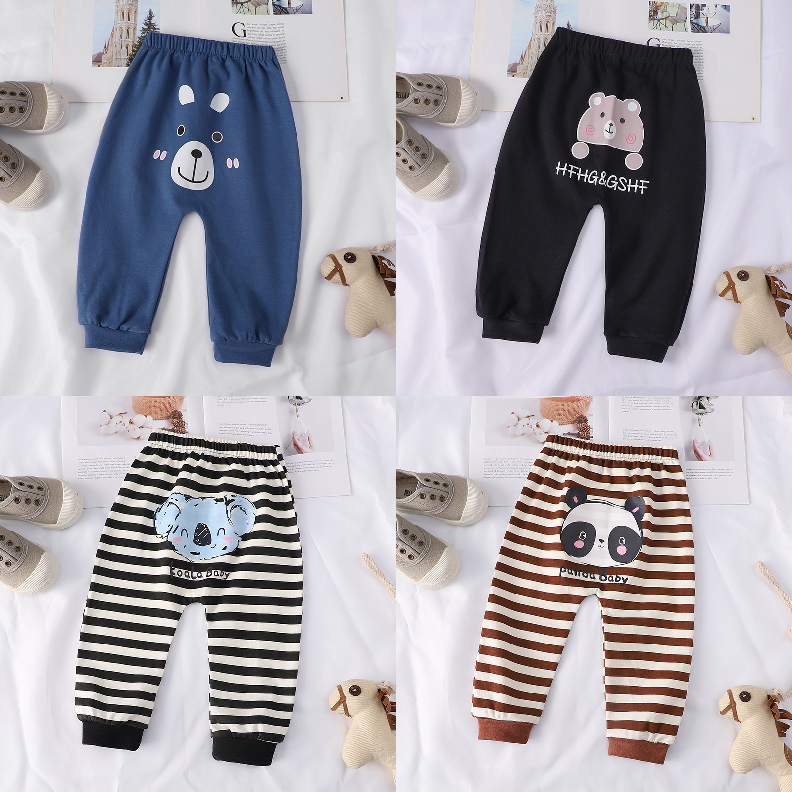Cotton Children&#x27;s Cartoon Animal Pattern Pants Spring and Autumn Summer Boys Thin Pants Loose Girls Big PP Pants Baby Harlan Casual Pants|,|