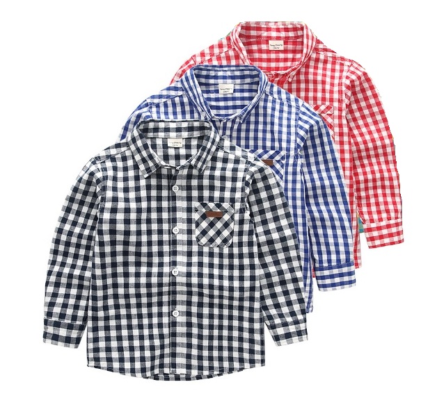 [SG Ready Stock] LAST CHANCE! KORBY001 New Toddler Boys Red Blue Black Gingham Long Sleeve Shirt [Little Gems]|,|