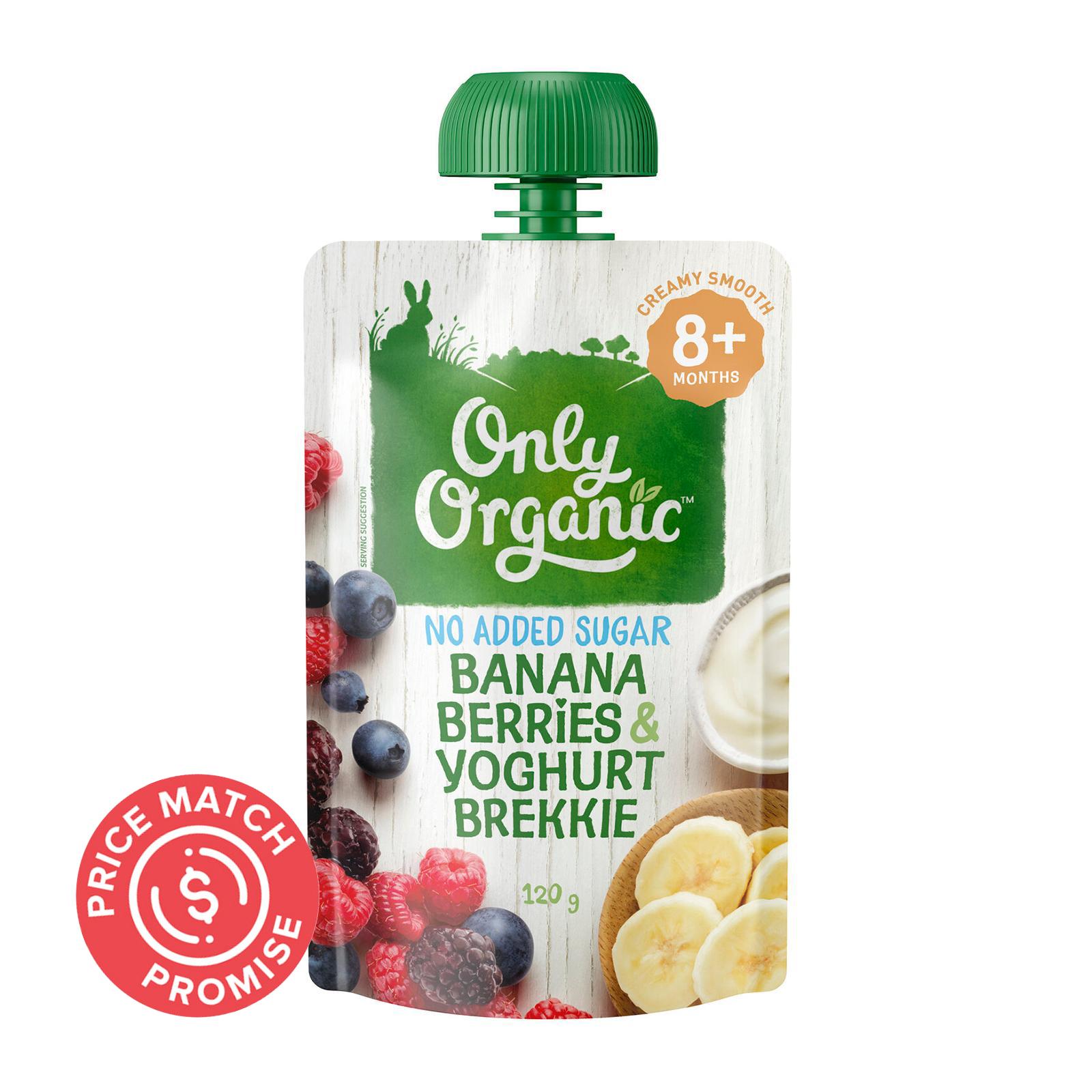 Only Organic Banana Berries &amp; Yoghurt Brekkie 120G - From 8 Months Jar|,|