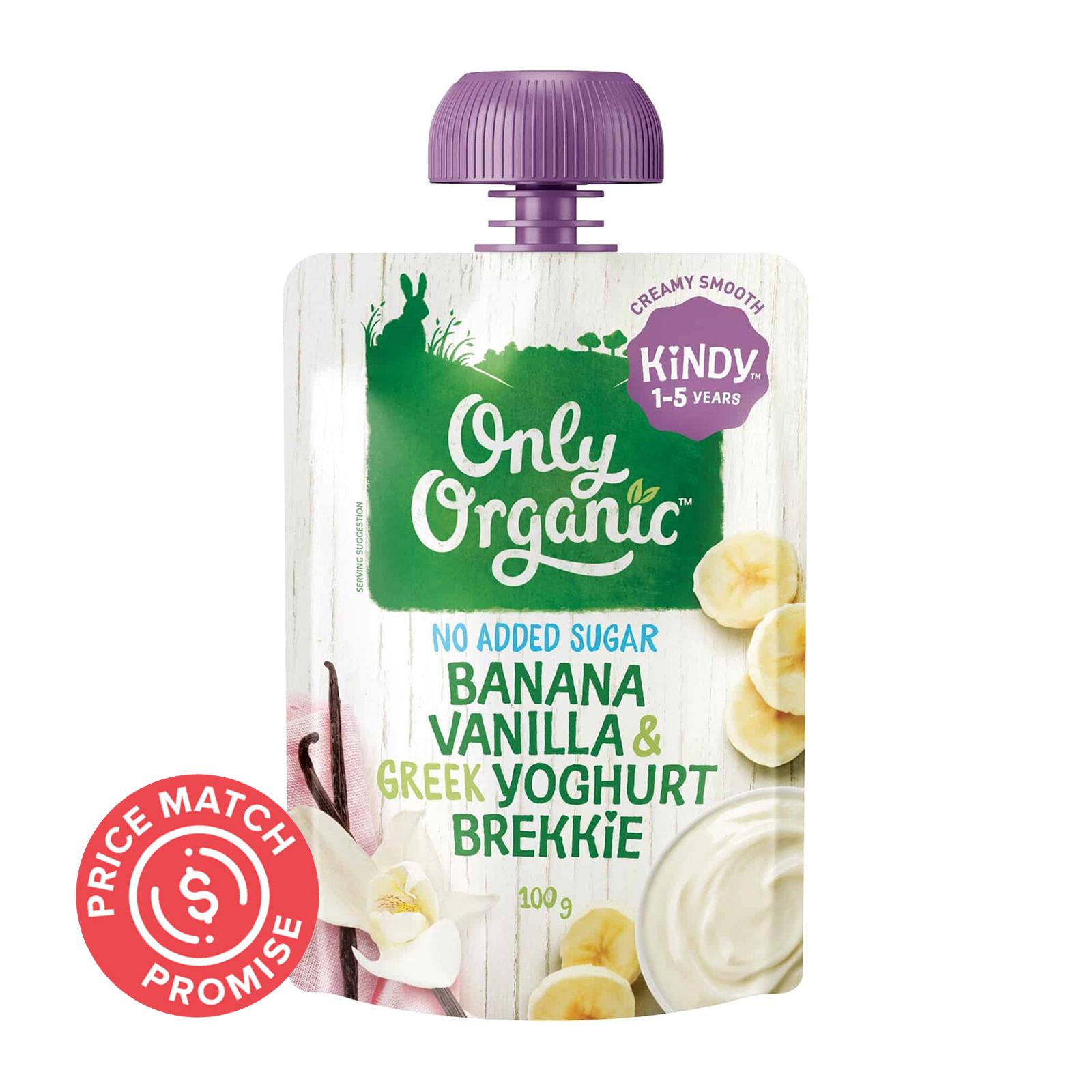 Only Organic Banana Vanilla &amp; Greek Yoghurt Brekkie 100G - From 1-5 Years Jar|,|