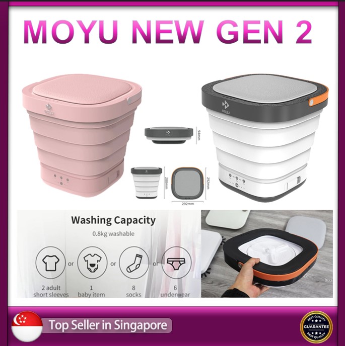 Moyu Mini Folding Washing Machine Gen 4/Gen 5/ 6th Generation  YOUPIN portable Washing Machine (Local Singapore Ready Stock) Portable Compact Foldable Travel Laundry Dehydrated Baby Children Washing M