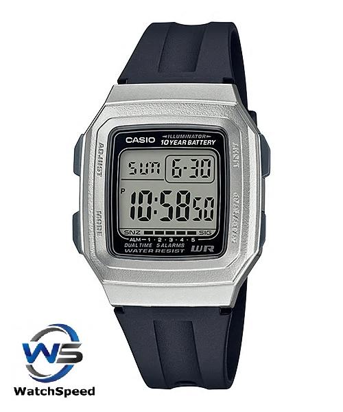 Casio F-201WAM-7A Standard 10 Year Battery Digital Black Resin Men&#x27;s Watch|,|