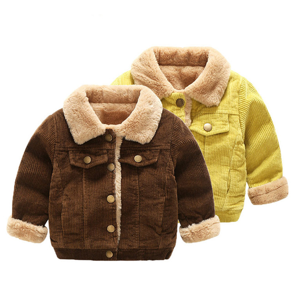IENENS Winter Kids Boys Girls Coats Fashion Velvet Button Warm Tops Jackets Children Wears Garments Clothes Toddler Infant Casual Cotton Clothing Jacket Coat 1 2 3 4 Years|,|