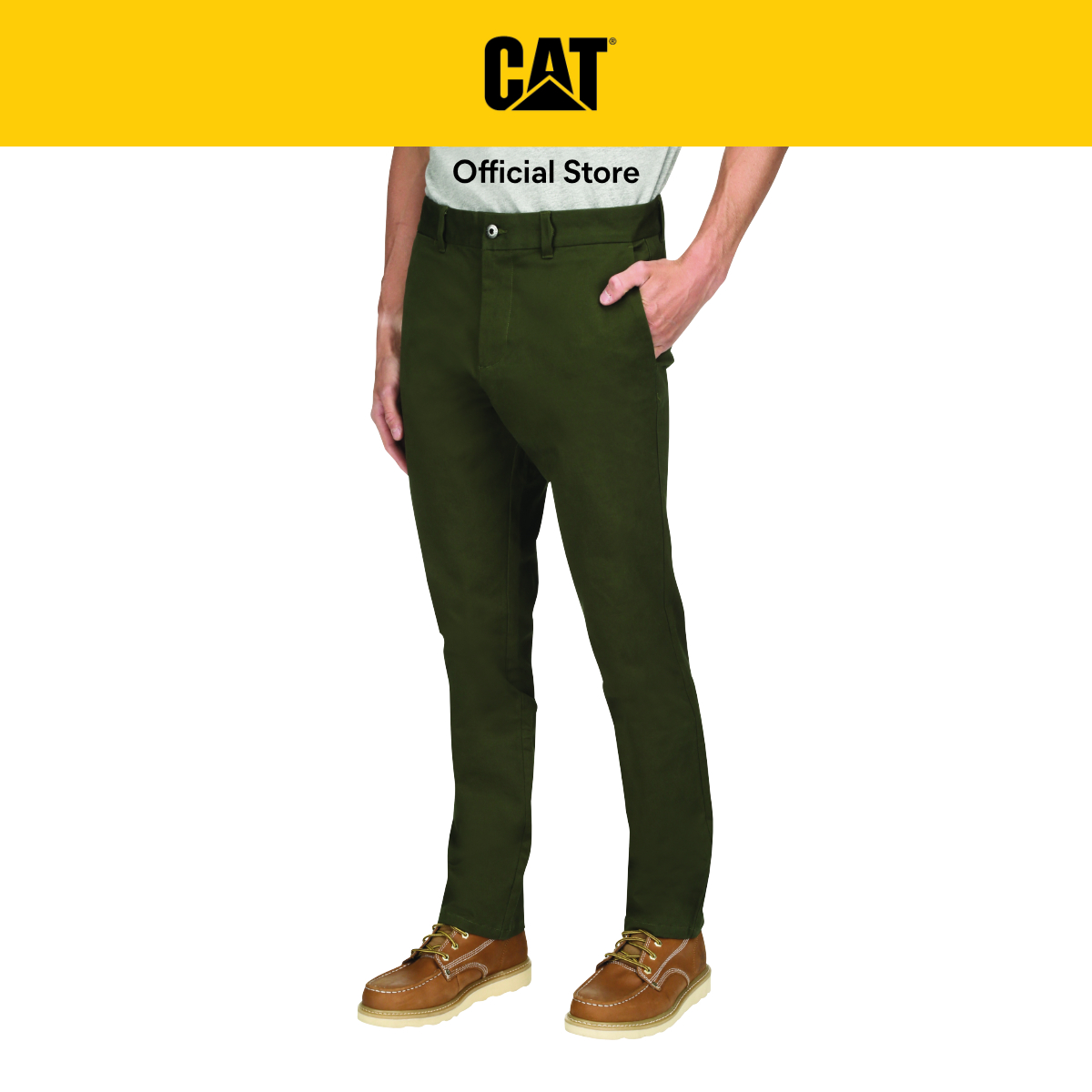 Caterpillar Men&#x27;s Slim Stretch Chino - Army Green (2810227-10968) Urban Streetwear | Casual Pants|,|