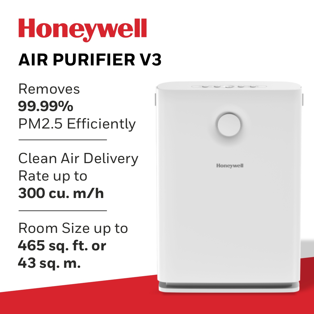 Honeywell Air touch V3 Indoor Air Purifier. Pre-Filter, H13 HEPA Filter, Activated Carbon Filter, Removes 99.99% Pollutants &amp; Micro Allergens, 3 Stage Filtration, Coverage Area of 465 sq.ft|,|