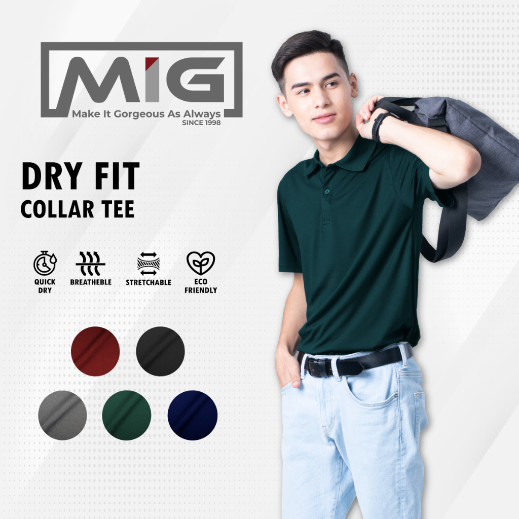 MIG Unisex Collar Short Sleeve Pain Polo Tee Microfiber T Shirt|,|