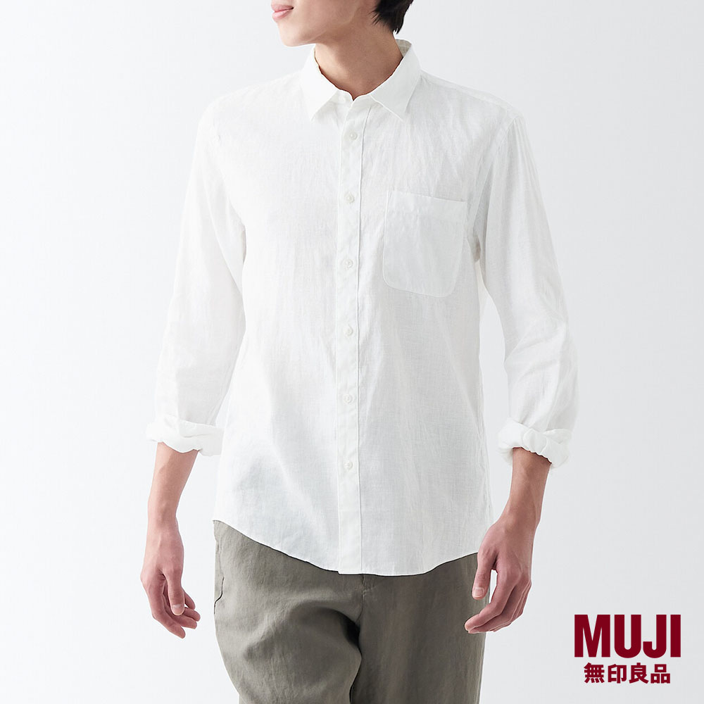 MUJI Men Hemp Washed Shirt|,|