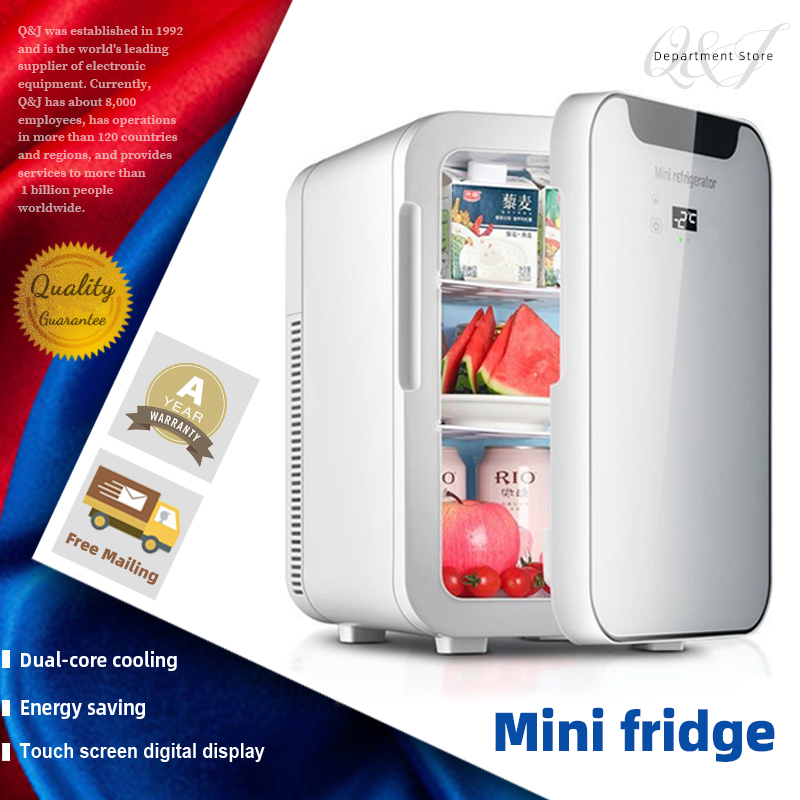 Q&amp;J Mini Refrigerator 20L Car Home Refrigerator Dual Core Heating and Refrigeration LCD Digital Display Suitable for Home and Travel 迷你冰箱 车载冰箱【Local Warranty】|,|