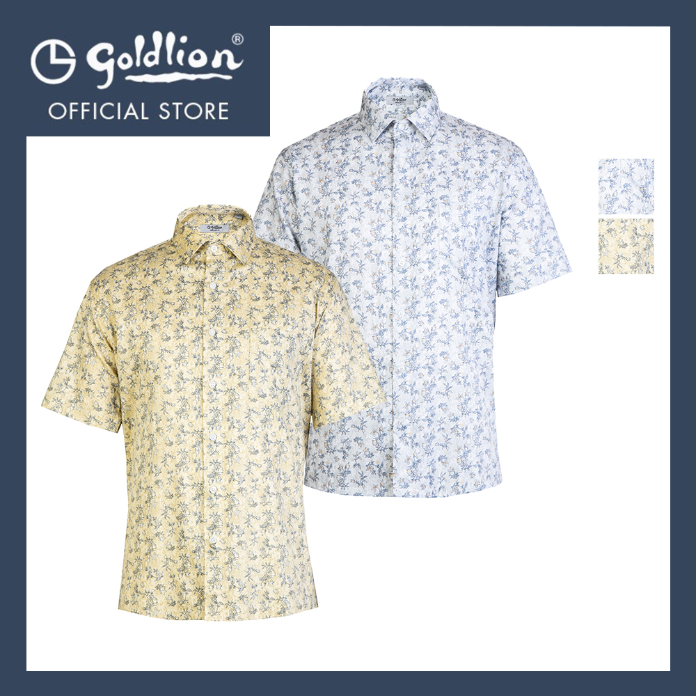 Goldlion Smart Regular Fit Cotton Short-Sleeved Shirt|,|