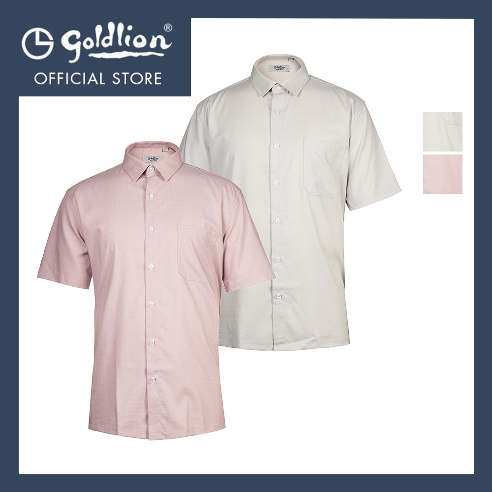 Goldlion Smart Regular Fit Tetron Rayon Short-Sleeved Shirt|,|