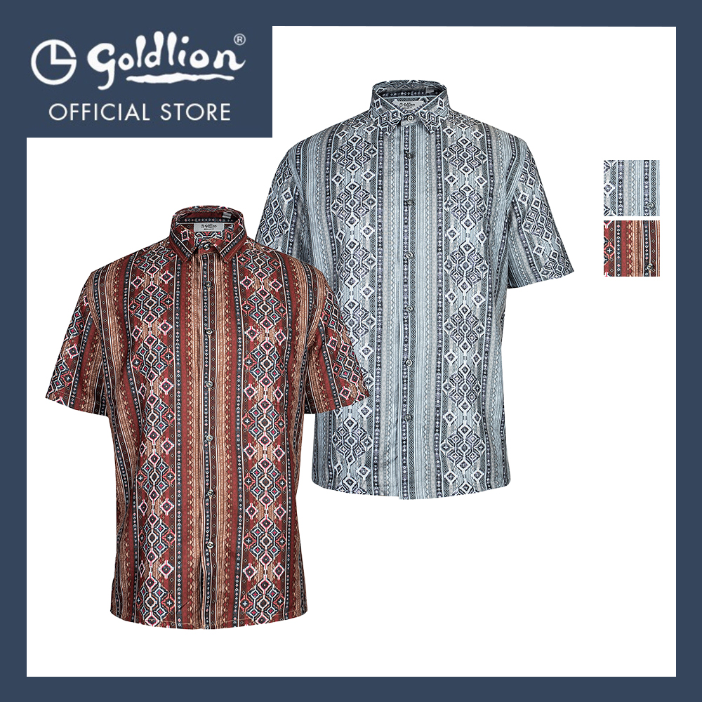 Goldlion Smart Casual Regular Fit Cotton Rich Short-Sleeved Shirt|,|