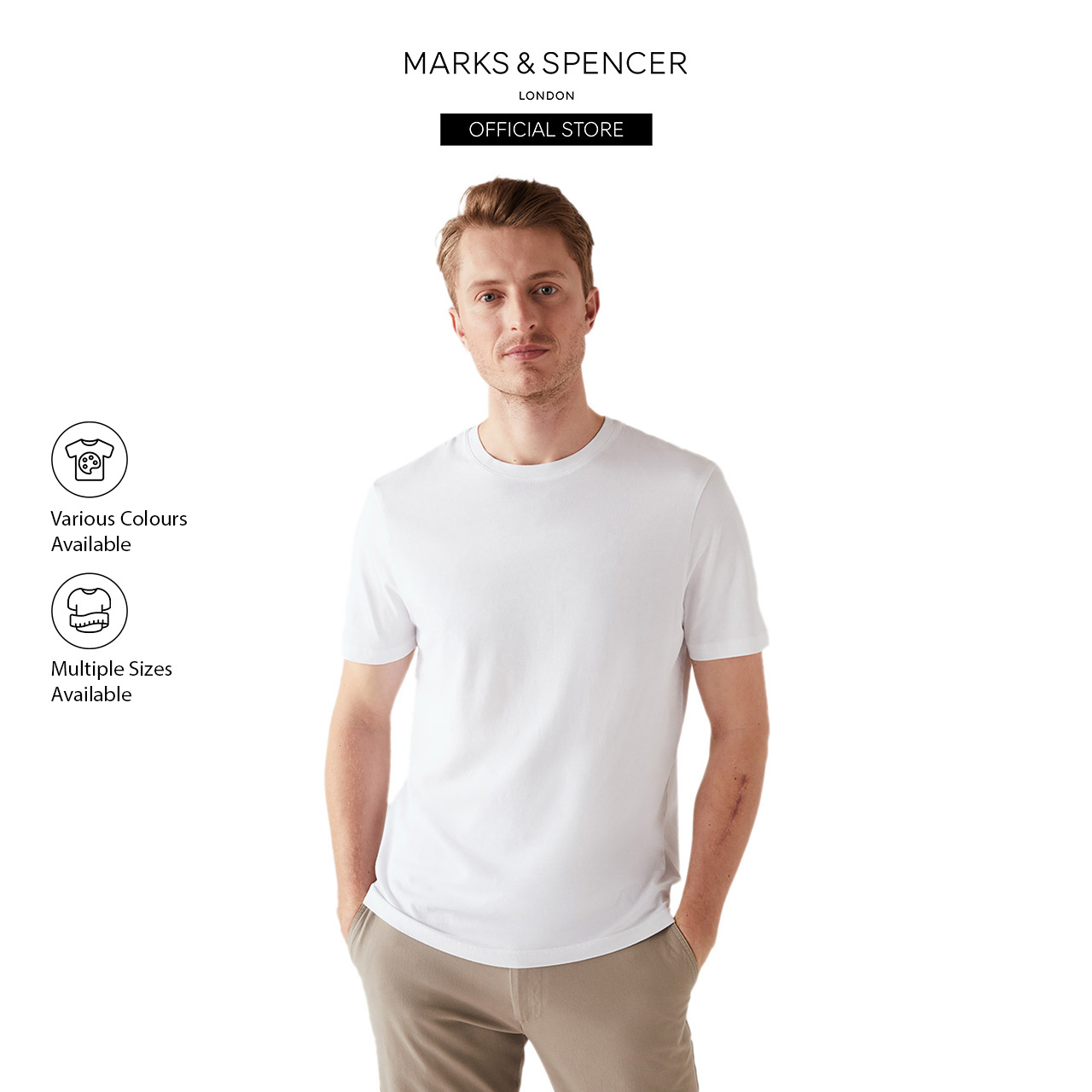 M&amp;S Cotton Crew Neck T-Shirt - T28/5311M|,|