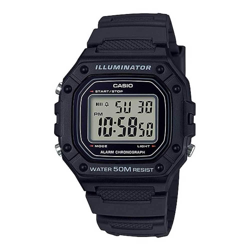 CASIO DIGITAL W-218H-1AVDF Silicone BLACK UNISEX WATCH|,|