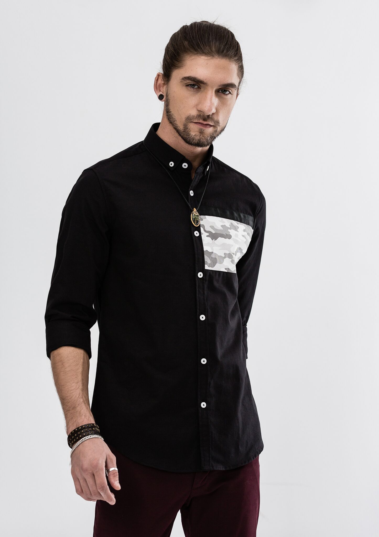 Explorer Authentic Oscar Camou Patchwork Long Sleeve Shirt|,|