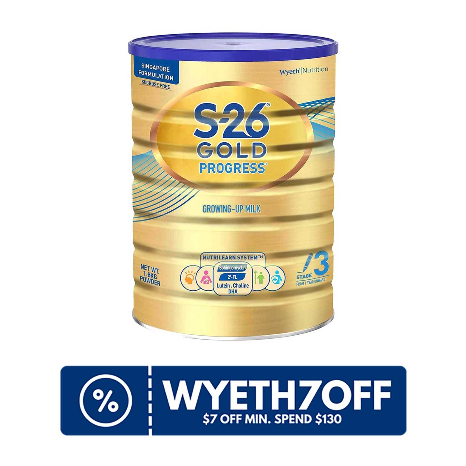 Wyeth Nutrition S-26 Gold Progress Stage 3 Growing-up Formula 1.6KG - From 12 Months|,|