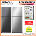 [BULKY] Hitachi R-VX480PMS9 Stylish Line 2 Doors Top Freezer Fridge 407L|,|