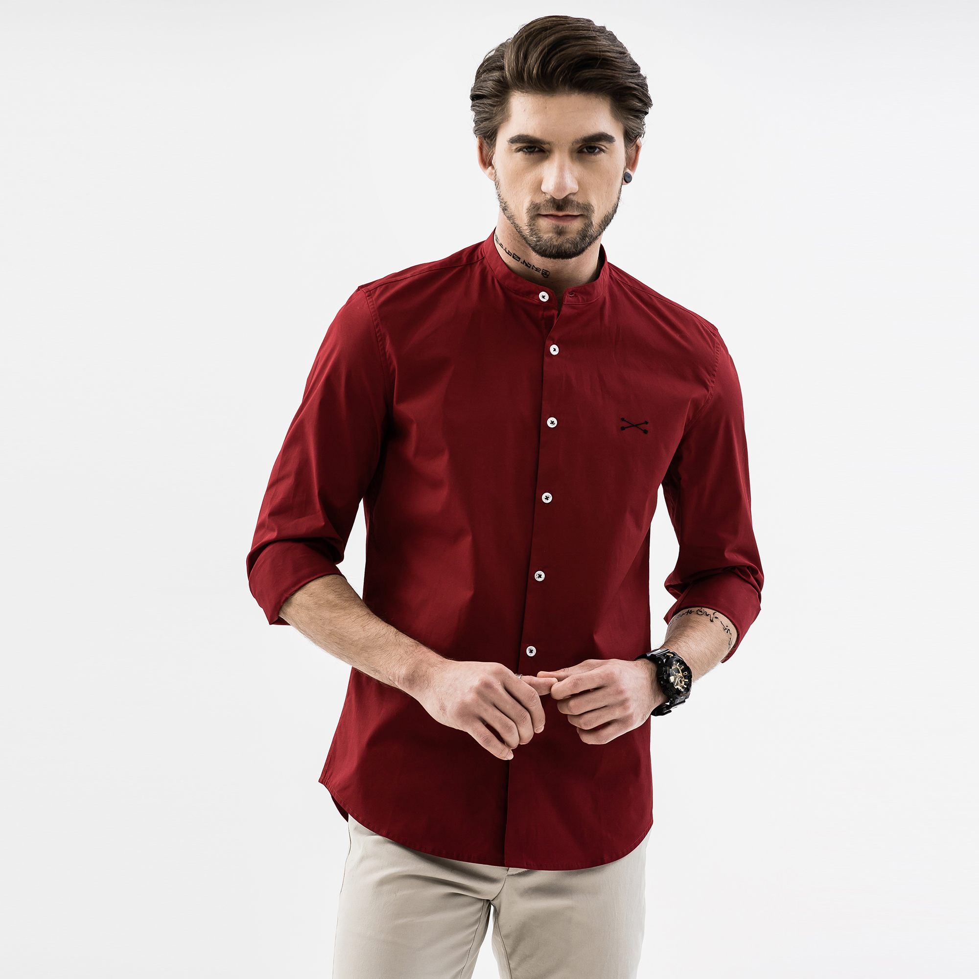 Explorer Authentic Explorer Mandarin Collar Long Sleeve Shirt|,|