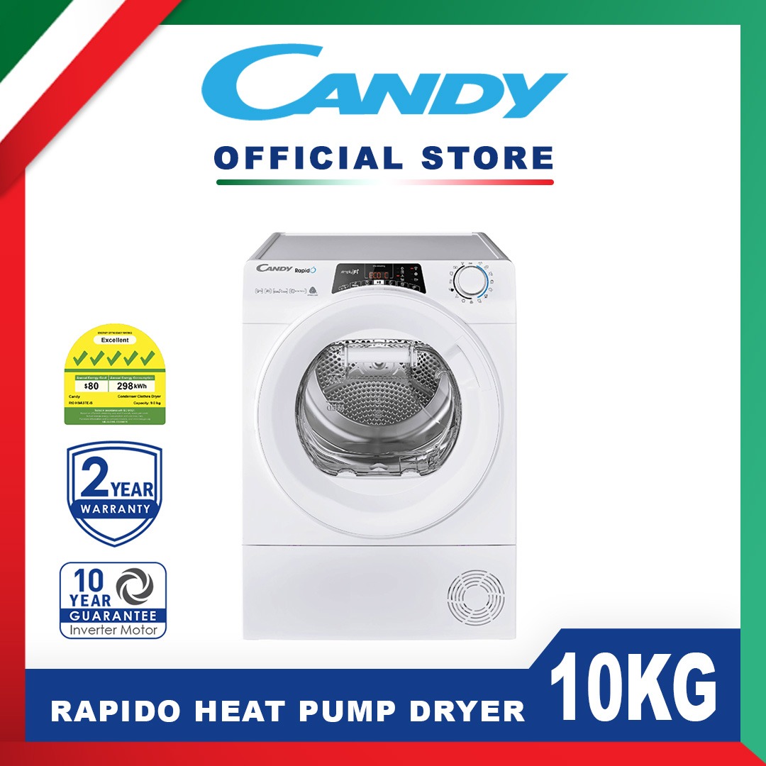 CANDY ROE H10A2TCEX-S 10KG Rapido Heat Pump Dryer|,|