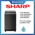 (Bulky) SHARP ES-W95TWXT-SA 9.5KG BLACK TOP LOAD WASHING MACHINE WITH NO-HOLES TUB|,|
