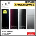 HITACHI R-VGX480PMS9 Deluxe Glass Inverter Fridge 407L|,|
